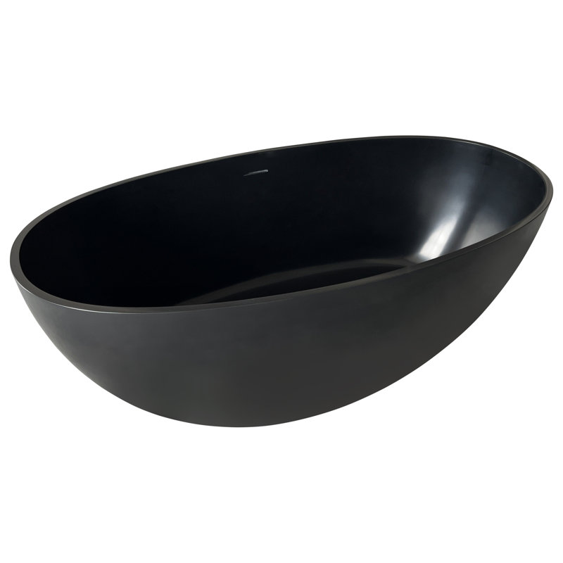 Luxurious Deep Soaking Matte Black Solid Surface Bathtub For Relaxing Spa Experience