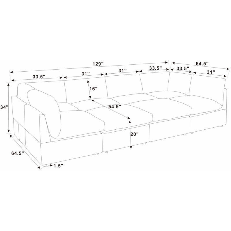 Arvill 8 - Piece Corduroy Sectional
