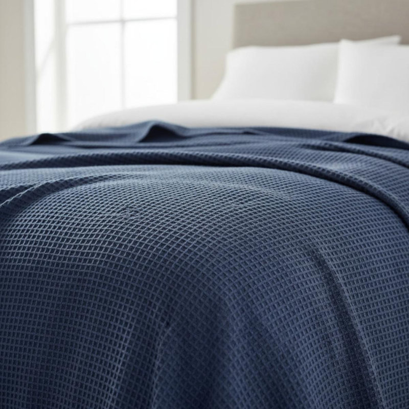 Couverture en coton, 90" L x 90" W, Indigo