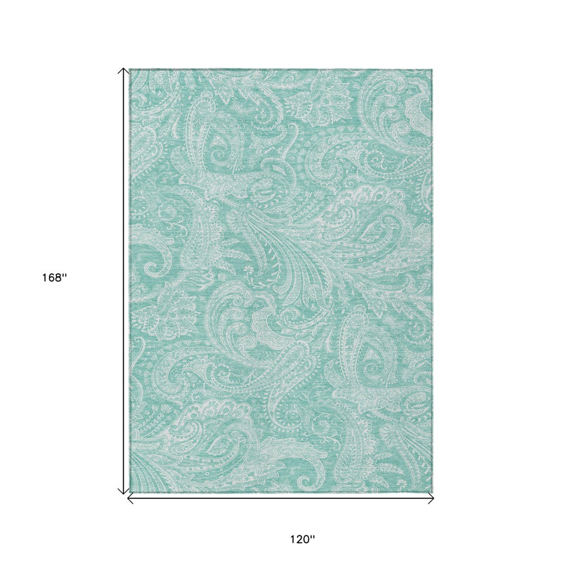 Tapis bleu sarcelle et ivoire lavable 10 pi x 14 pi bleu sarcelle et ivoire
