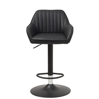 Maelly Upholstered Adjustable Height Bar Stool with Iron Frame