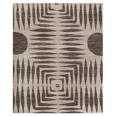 Wool Geometric Area Rug in Brown/Gray/Neutral