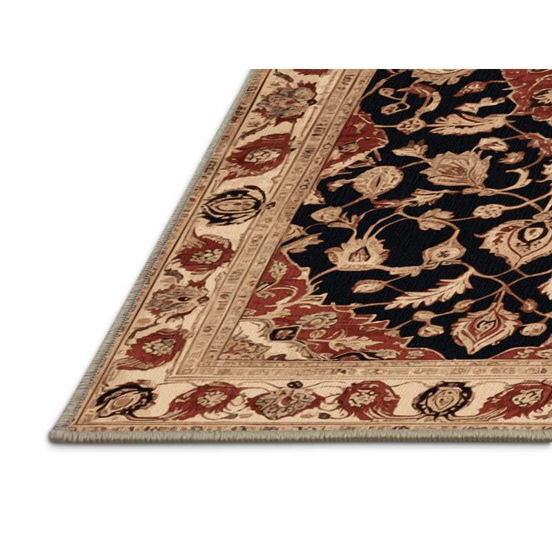Machine Washable Persian Brown Area Rug, Round 4'
