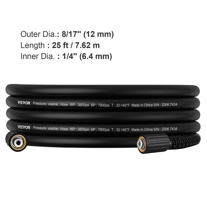 Universal Washer Hose, 0.5" H x 300" W x 0.5" D