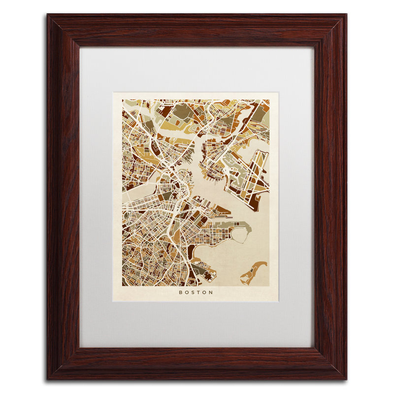 « boston ma street map 2 », impression encadrée, H 14 po x l 11 po x P 0,5 po