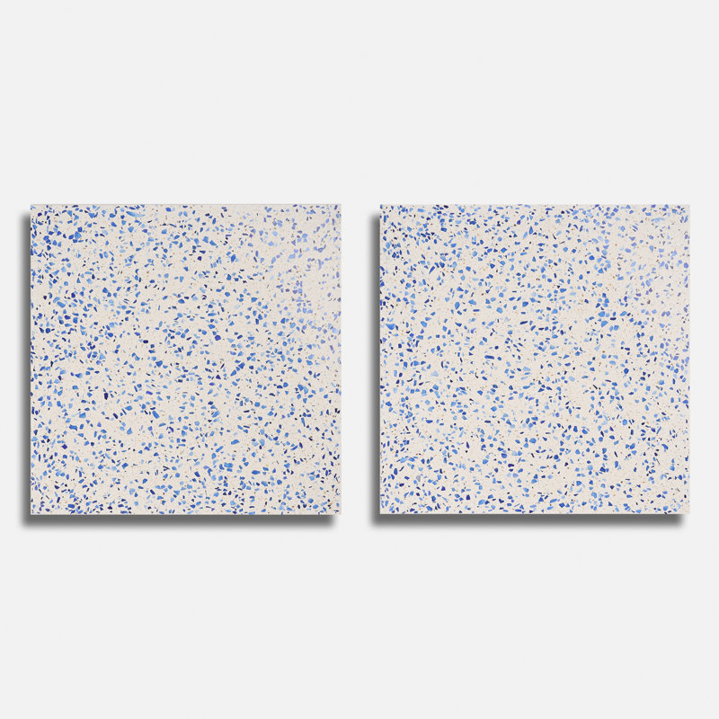 Durham Glass 16.14 In. X 16.14 In. Polished Terrazzo Floor And Wall Tile (3.61 Sq. Ft. / Case), Blue/Beige