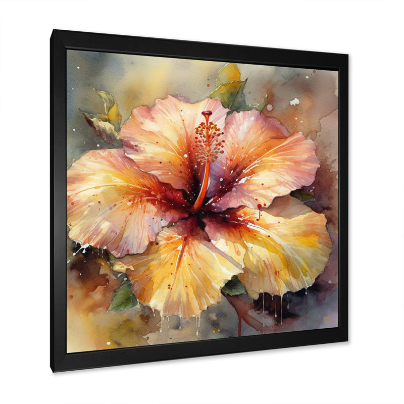 Rudell Hibiscus Euphoria sur toile, H 24 po x l 24 po x P 1 po, Cadre photo noir