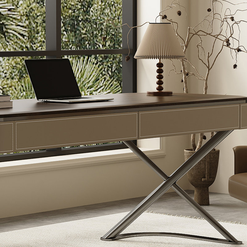 Bureau de salon de style italien lumineux de luxe, H 29,53 po x l 62,99 po x P 27,56 po
