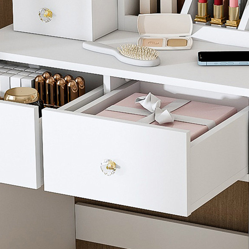 Vanity with Mirror and Seat, Blanc