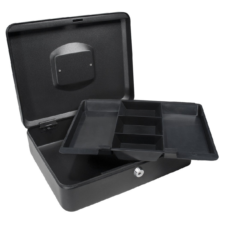 12" CASH BOX W KEY LOCK BLK