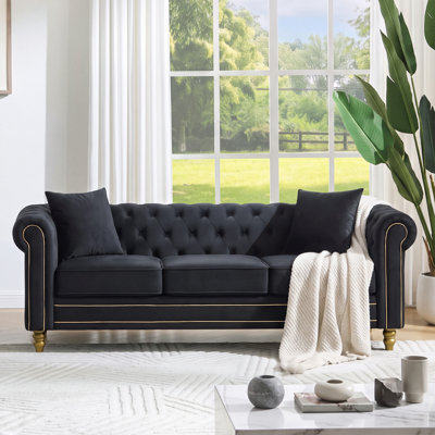 85" Velvet Rolled Arm Sofa