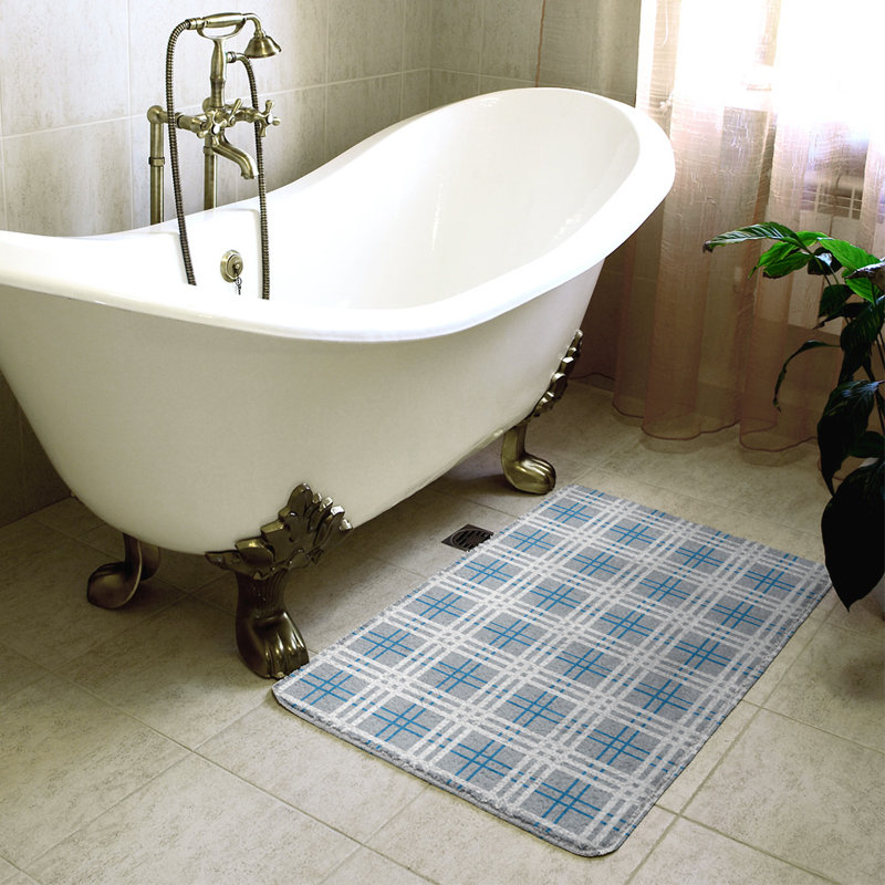 Tapis pour salle de bain Philadelphia, l 21 po x L 34 po, Bleu pâle/gris