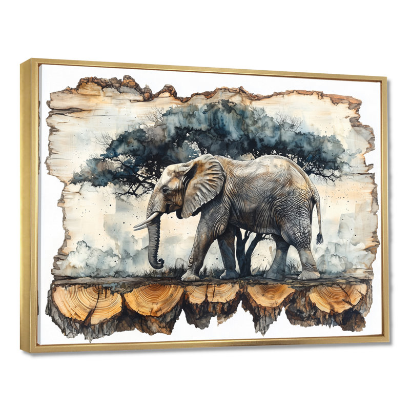 Halford - Animals Wall Art, H 12 po x l 20 po, Impression encadrée flottante, Doré