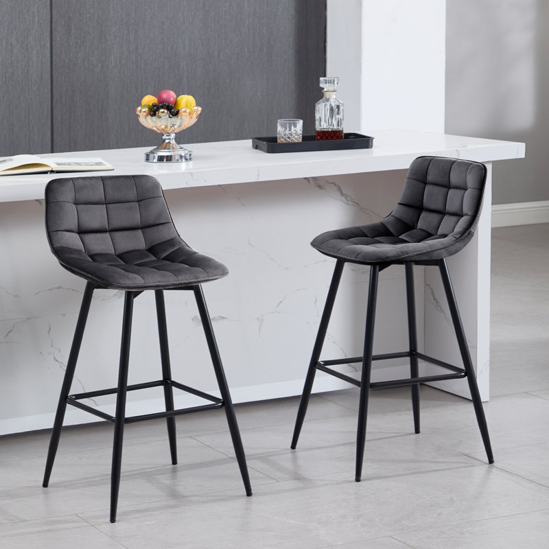Heyman Upholstered Counter Stool, Dark Grey, 2