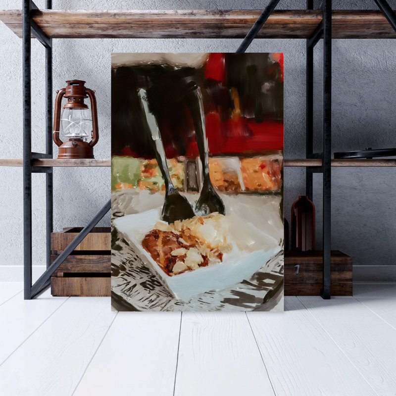 Spoon And Fork On Ice Cream - 1 Piece Rectangle Graphic Art Print On Wrapped Canvas, 36" H x 24" W