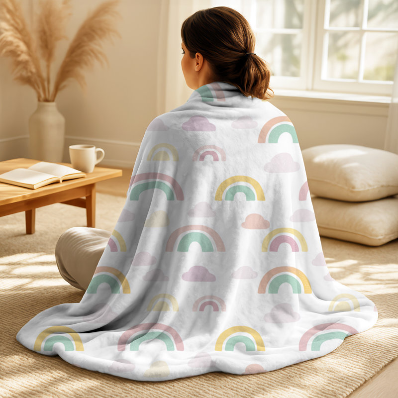Little Rainbows - doudou rouge ombragé douillet pour enfants, jeté doux Boho