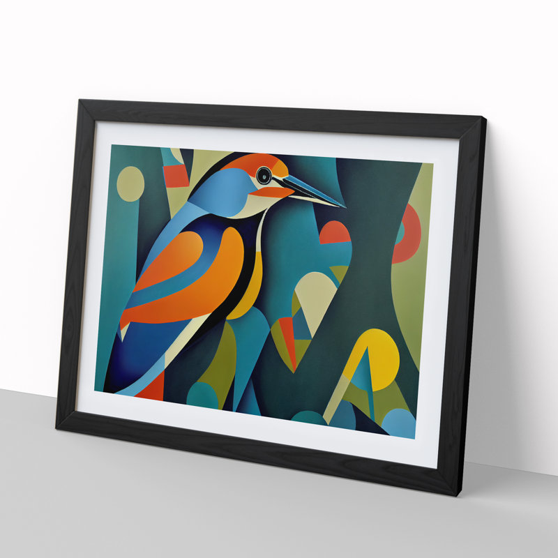 Kingfisher Bird Abstract Vol.5 - Framed Print, Black, 25cm H x 34cm W x 2cm D