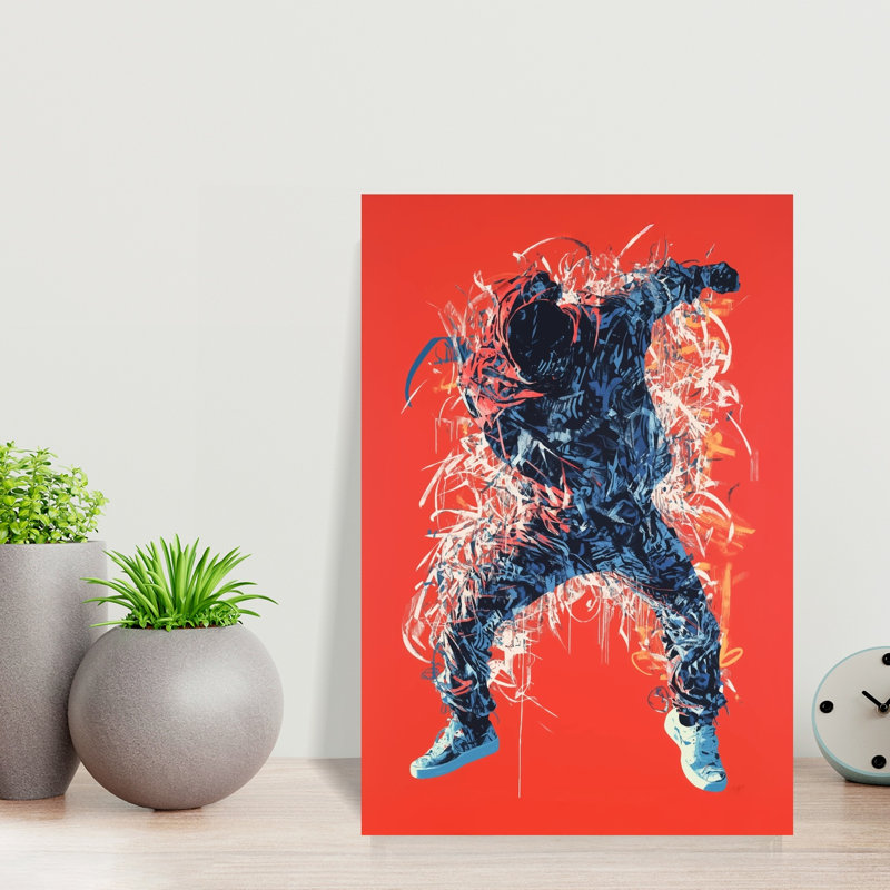 «Dynamic Street Dance», art mural urbain contemporain abstrait énergique, H 18 po x l 12 po