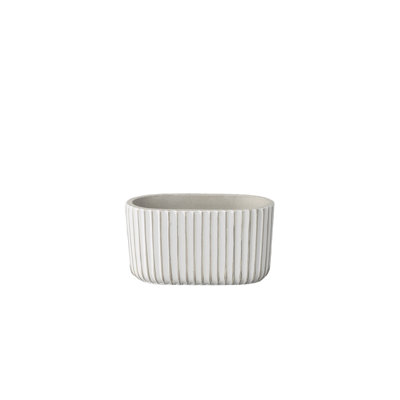 Cement Rectangle Pot Painted Finish White-4.25"H