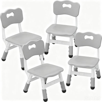 Ensemble de 4 chaises pour enfants réglables, chaise pour tout-petit en plastique à hauteur réglable à 3 niveaux avec base antidérapante, siège ergonomique pour enfants, chaise légère pour enfants à la maison, à l'école, en garderie, à l'intérieur et à l'extérieur, pour les enfants de 2 à 8 ans