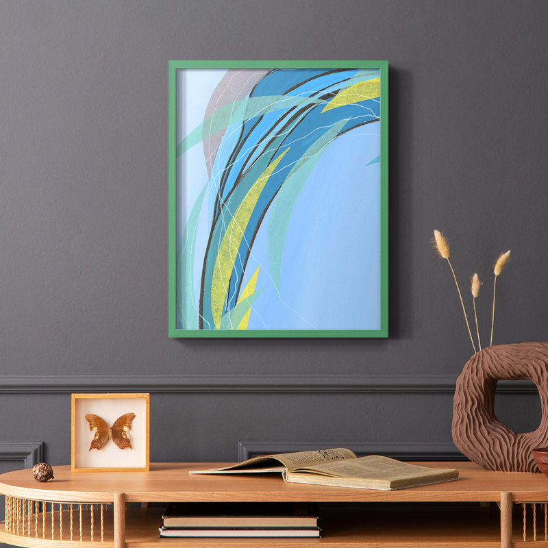 «Circulation Flow III», reproduction encadrée - bois massif, H 10 po x l 8 po, Vert