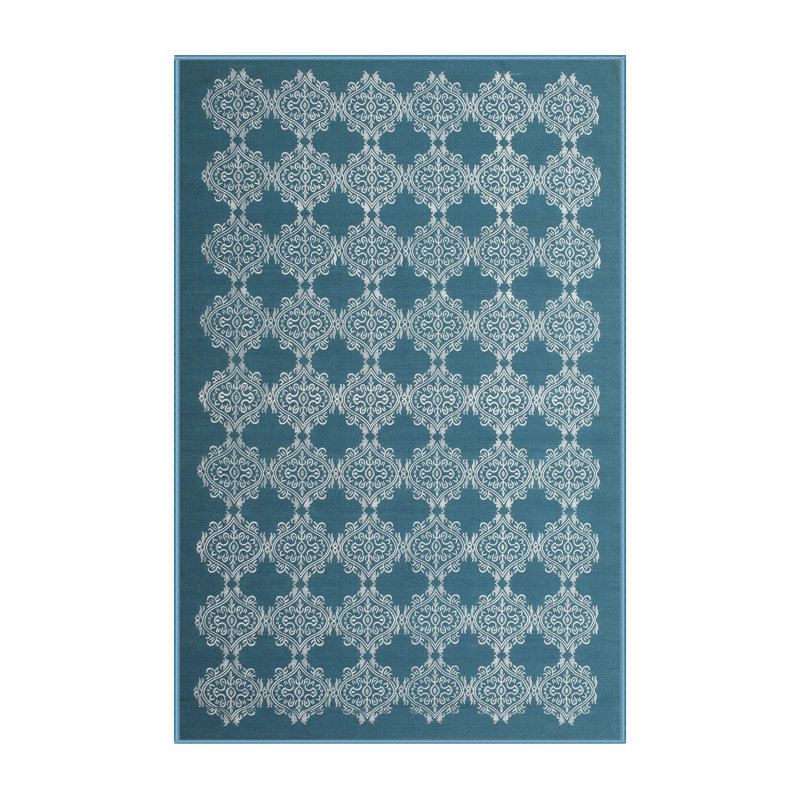 Tapis de zone bleu contemporain, Rectangle 4 pi x 6 pi