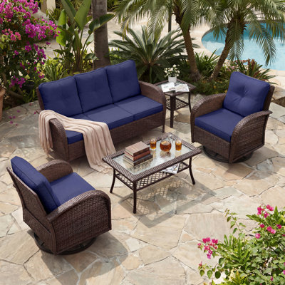 Outdoor Patio Furniture Set,Wicker Sectional Swivel Rocker Chairs Sets
