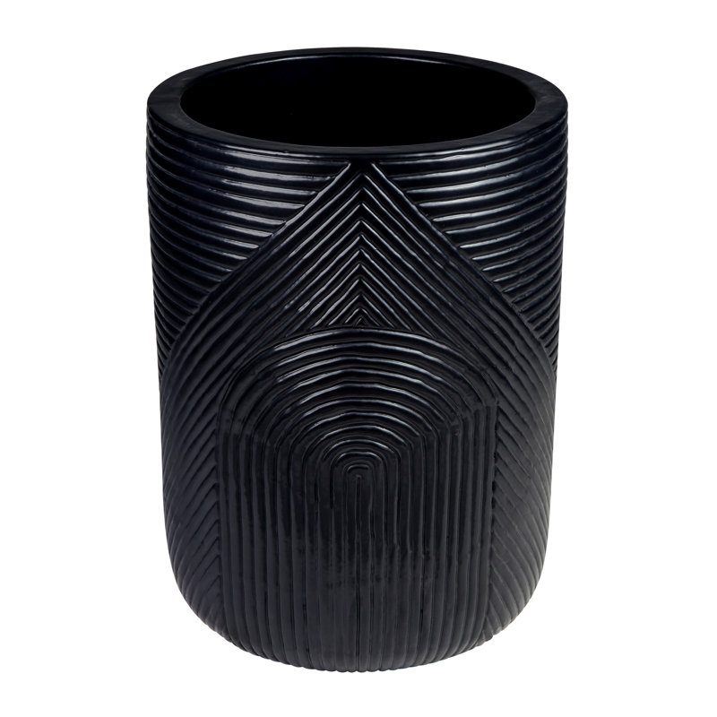 Provenance Signature Handmade Ceramic Planter, Gloss Coal