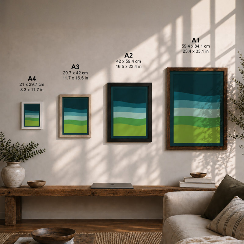 Layered Horizons Modern - Print, Unframed, A4 - 29.7 x 21.0 cm
