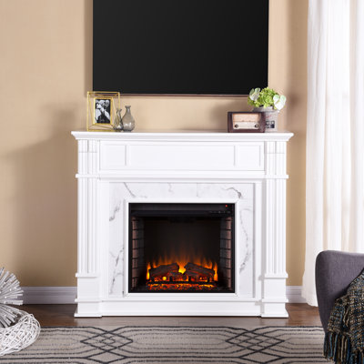 Burliegh 48'' W White Electric Fireplace