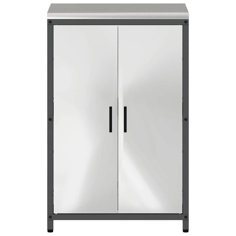  Kitchen Storage Cabinet With Shelf Silver Stainless Steel