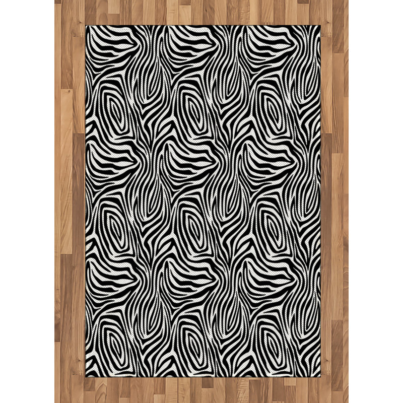 Stripes High Density Long Fiber Poly Threads Decorative Area Rug Carpet, Rectangle 4' x 5'8"