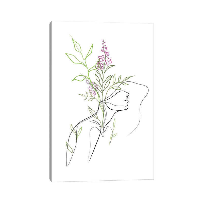 Flowerhead Femme by Dane Khy - Print on Canvas, 101.6cm H x 66.04cm W x 3.81cm D, Wrapped Canvas