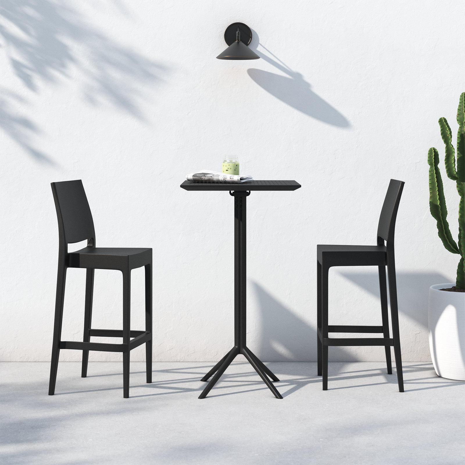 Farrah 24" Patio Dining Set, Black