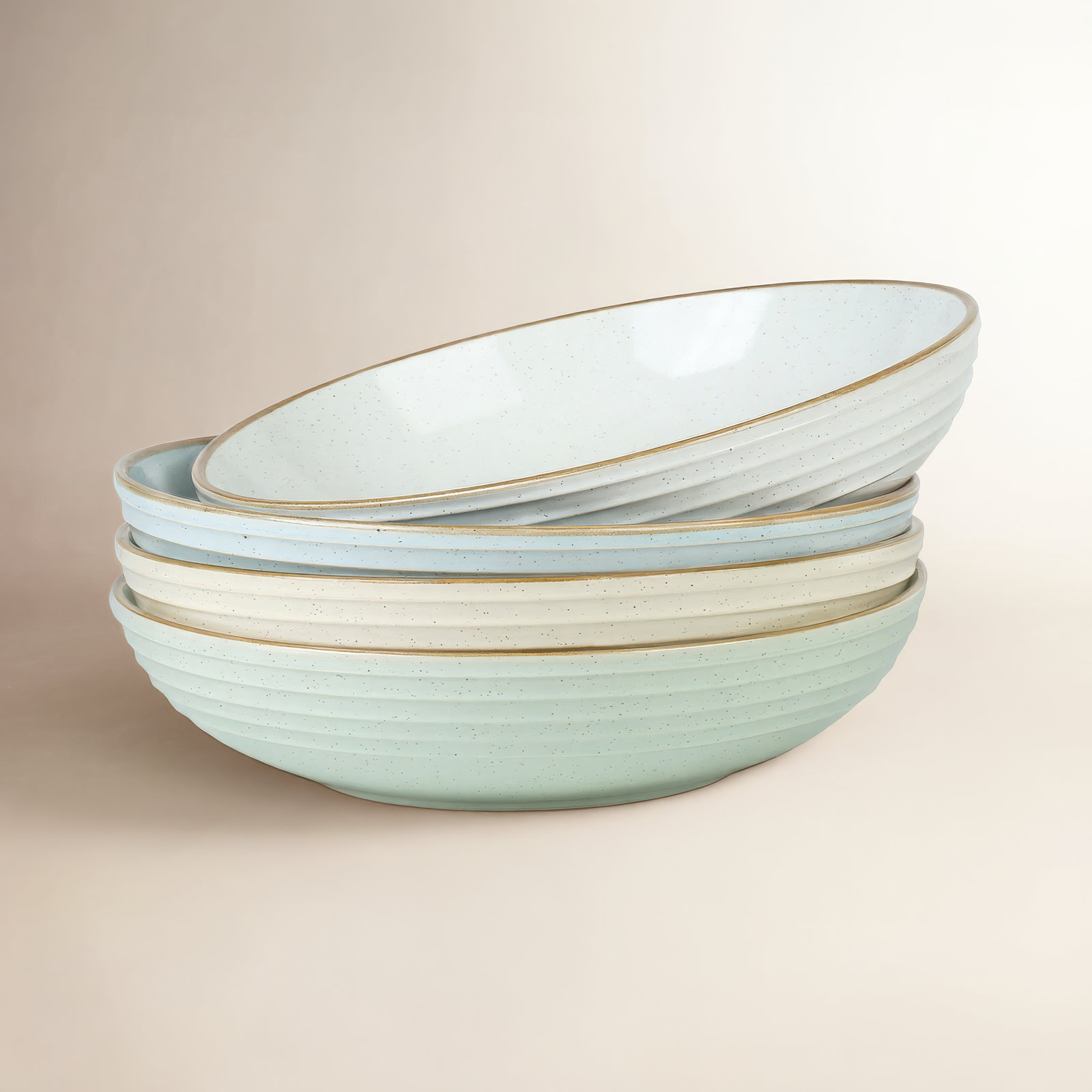 Kellison Latitude Run Stoneware 30oz Large Pasta Bowl (Set of 4), Multicolor