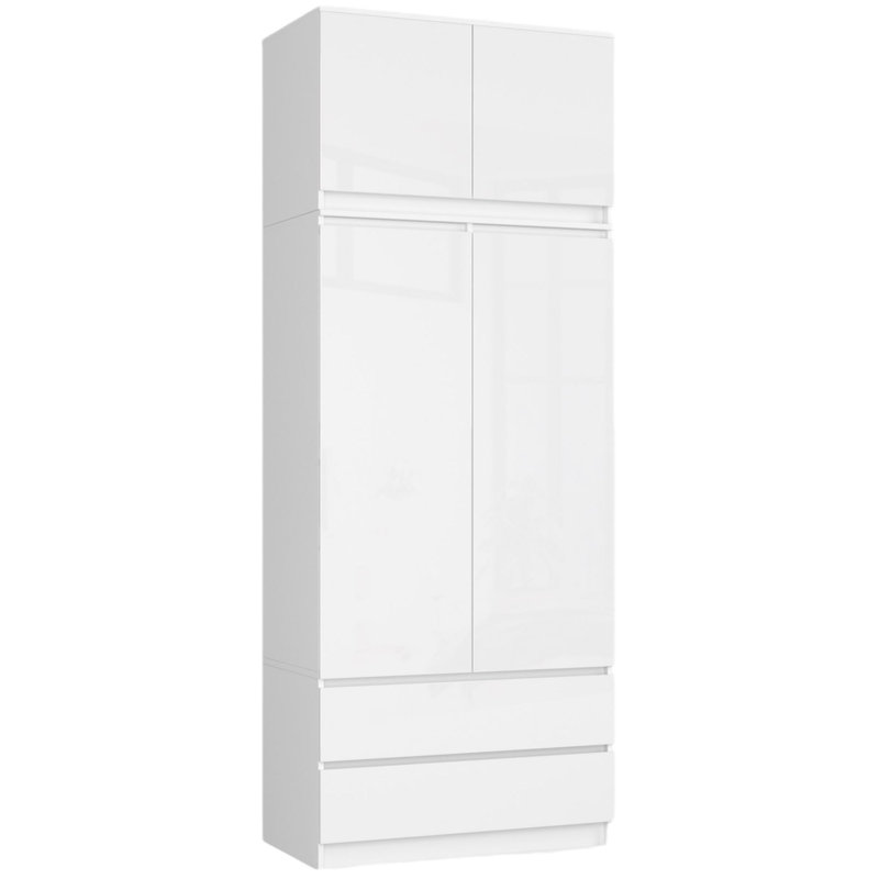 Jacobs 2 Door Manufactured Wood Wardrobe, White Gloss