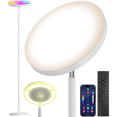 Dimmable RGB+White LED Floor Lamp With Remote & App Control, 36W 2600LM Tall Standing Modern Light For Living Room, Bedroom, Office