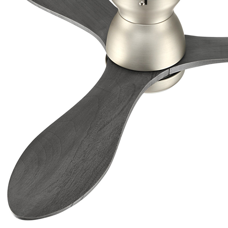 Ventilateur de plafond 42 po à 3 pales encastré moderne avec lumière et télécommande, Nickel, Bois gris
