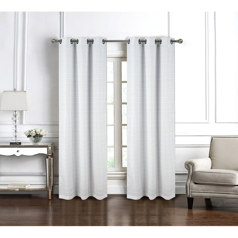 Paire de rideaux en jacquard tissé Barnet, Gris anthracite