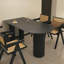 Table de salle à manger noire demi-ronde en pierre frittée-1005477298