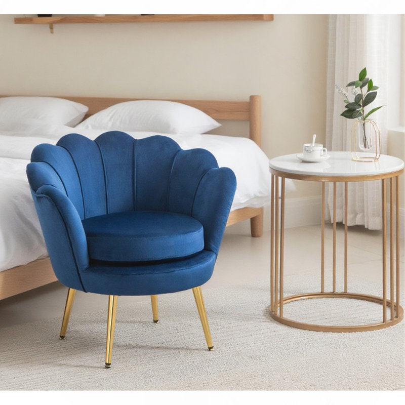 Fauteuil en velours, fauteuil d'appoint moderne, fauteuil demi-tonneau confortable