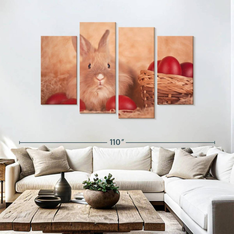 Œufs de Pâques et lapin Lelend, H 54 po x l 84 po