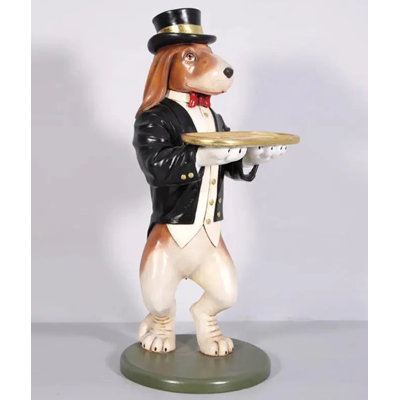 Large Beagle Butler Dog Statue