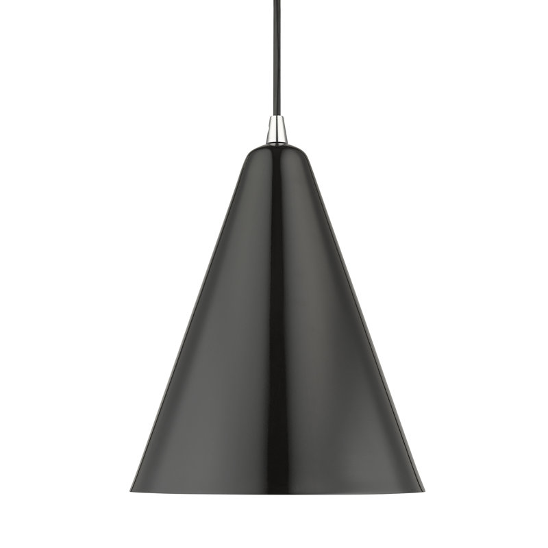 Luminaire suspendu conique à 1 lumière Drewie, Noir brillant