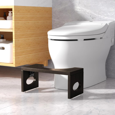 7" Foldable Brown Bamboo Toilet Stool