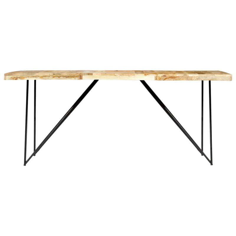 Ancheta Solid Wood Top Metal Base Dining Table, Brown