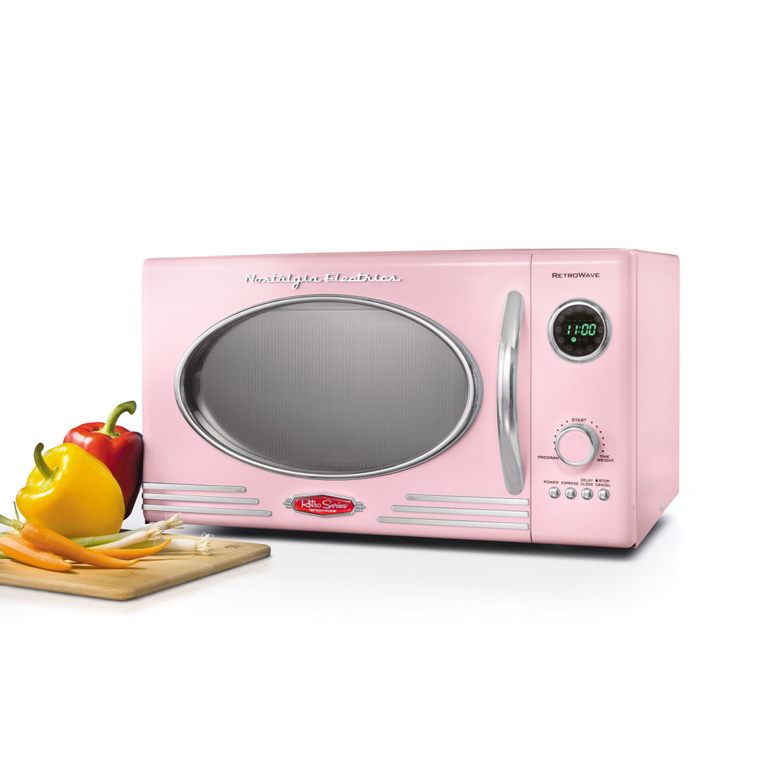 Nostalgia Retro 0.9 Cu. Ft. Microwave Oven, 800 Watts Nostalgia Finish: Pink