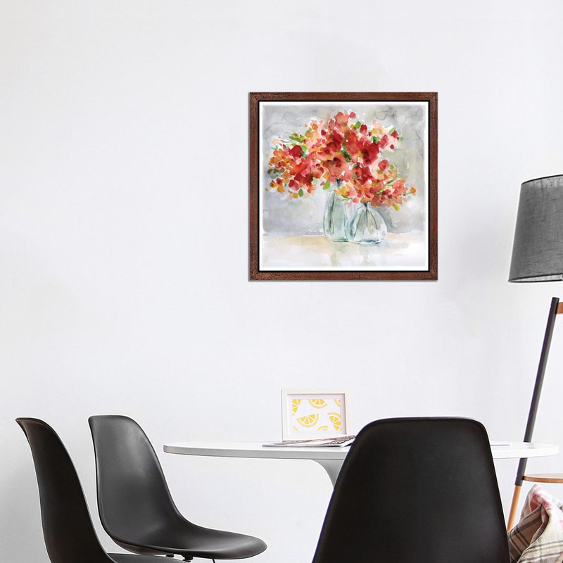 Arrangement by Carol Robinson - Painting, 66.04 cm H x 66.04 cm W, Brown Floater Framed