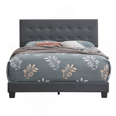 Élégant lit double contemporain gris foncé