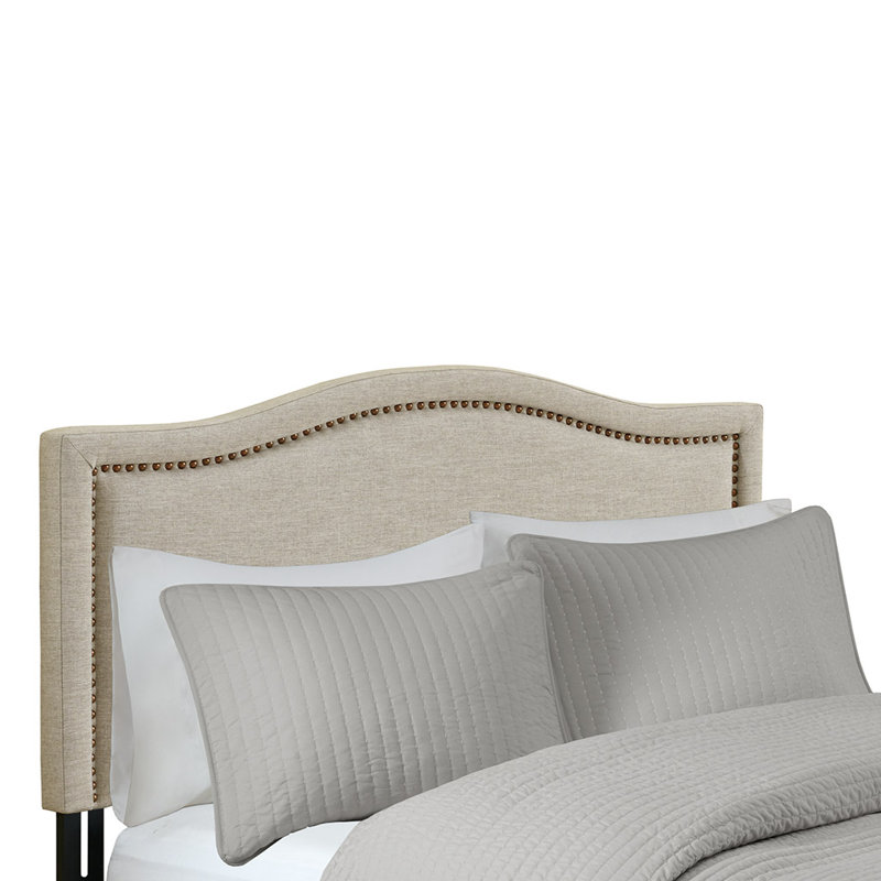 Clouchete Nadine Upholstered Nailhead Headboard, Queen, Natural